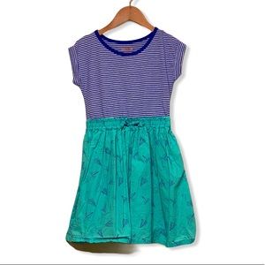 Cat & Jack Blue Striped Paper Plane Dress, S(6/6X)